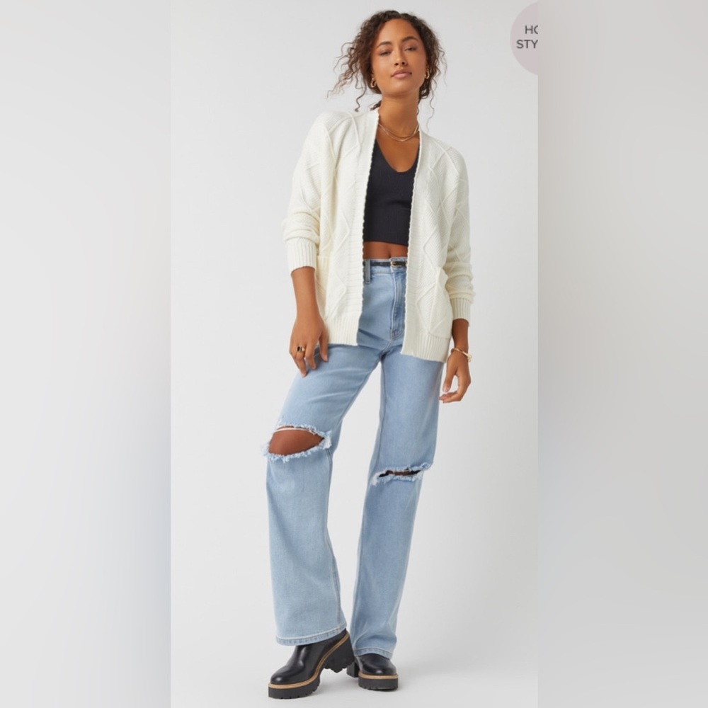 Francesca’s Fiona Diamond Knit Cardigan - Ivory